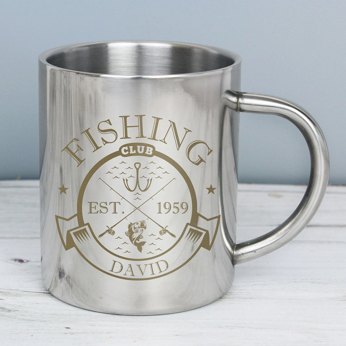 Personalised Fishing Club Stainless Steel Mug 3 Personalised Fishing Club Stainless Steel Mug - Image 3
