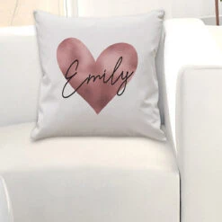 Personalised Rose Gold Heart Name Only Cushion -Yankee Candle Sales 4004392 pmc personalised rose gold heart name only cushion 2