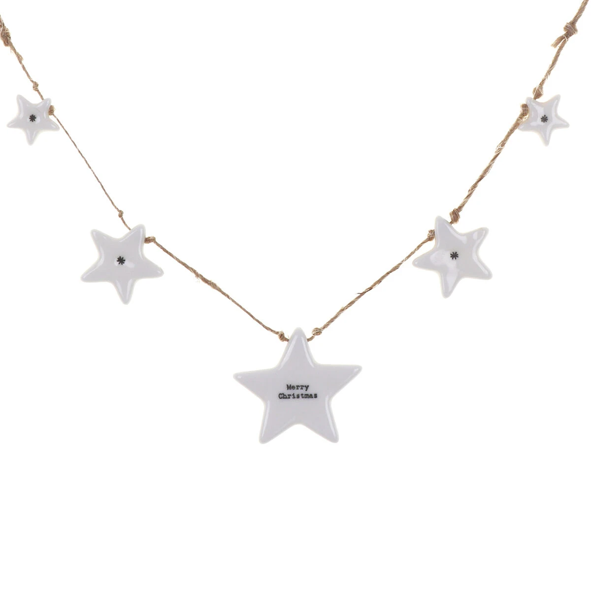 East Of India Porcelain 'Merry Christmas' Stars Garland 2 East Of India Porcelain 'Merry Christmas' Stars Garland - Image 2