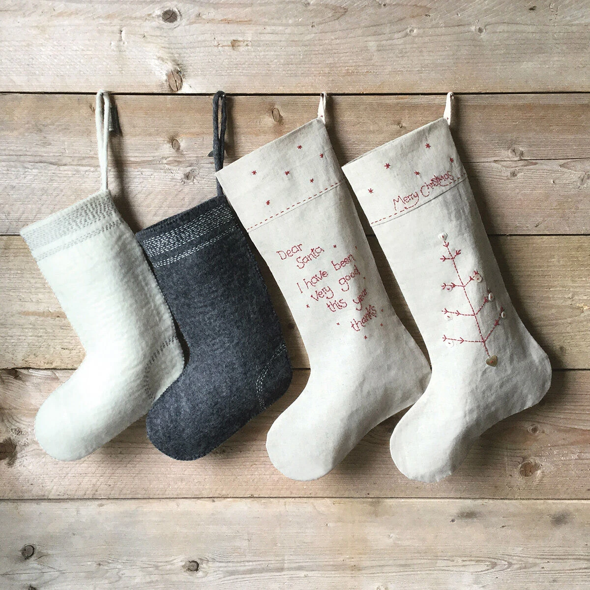 East Of India Christmas Dear Santa Linen Stocking 3 East Of India Christmas Dear Santa Linen Stocking - Image 3