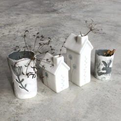 East Of India Tall House Flower Vase -Yankee Candle Sales east of india eoi 5621 grey flower jug 3 3