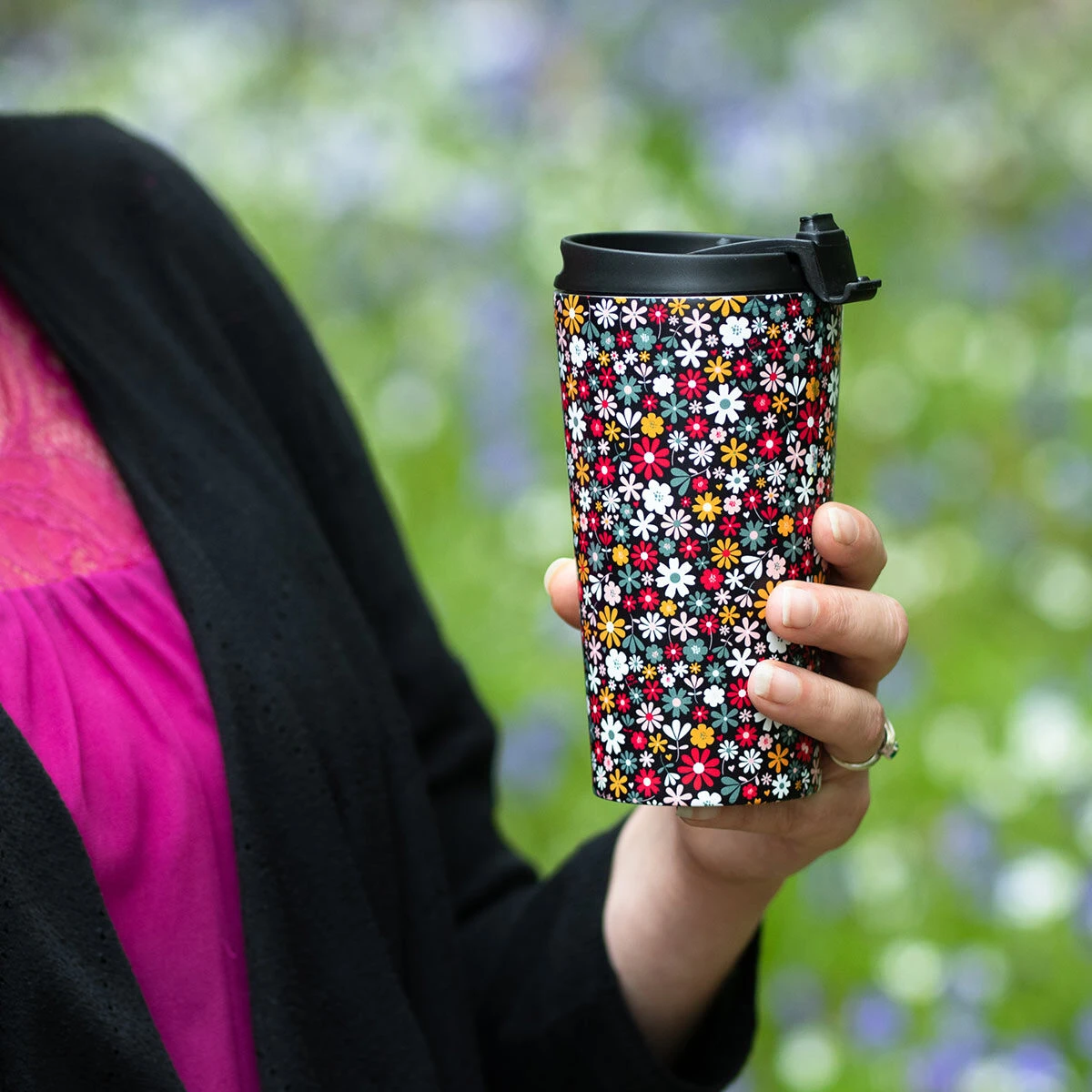 Eco Chic Green Wild Birds Stainless Steel Travel Coffee Cup 7 Eco Chic Green Wild Birds Stainless Steel Travel Coffee Cup - Image 7