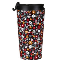 Eco Chic Black Ditsy Flowers Stainless Steel Travel Coffee Cup -Yankee Candle Sales eco chic n014 disty black flowers stainless steel travel coffee cup 03