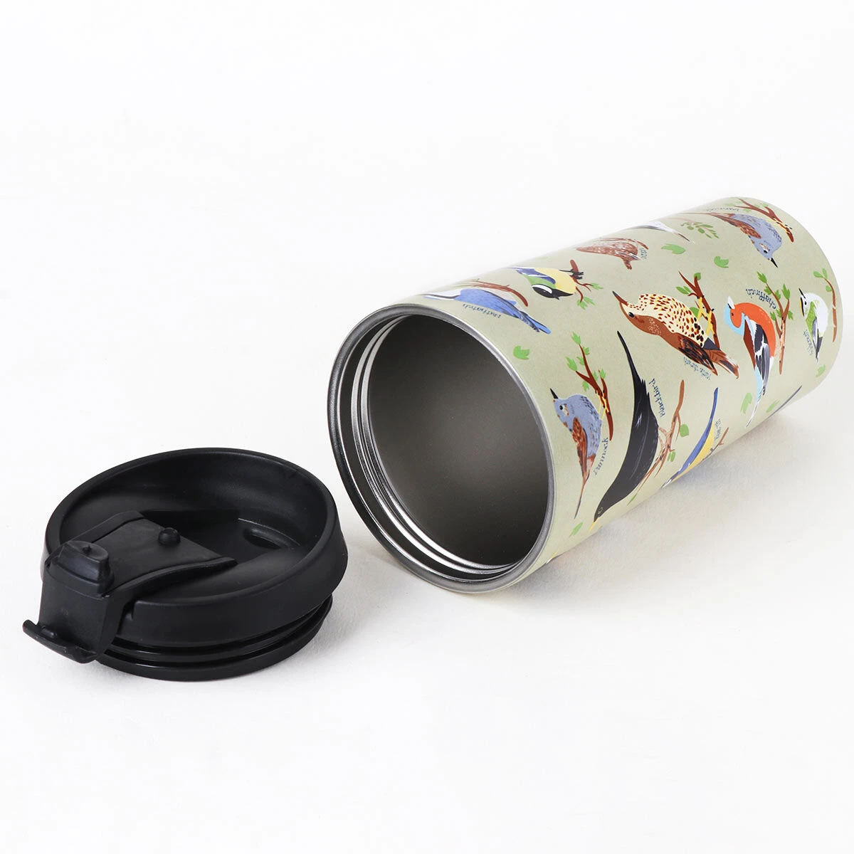 Eco Chic Green Wild Birds Stainless Steel Travel Coffee Cup 3 Eco Chic Green Wild Birds Stainless Steel Travel Coffee Cup - Image 3