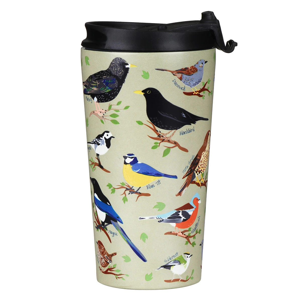 Eco Chic Green Wild Birds Stainless Steel Travel Coffee Cup 6 Eco Chic Green Wild Birds Stainless Steel Travel Coffee Cup - Image 6