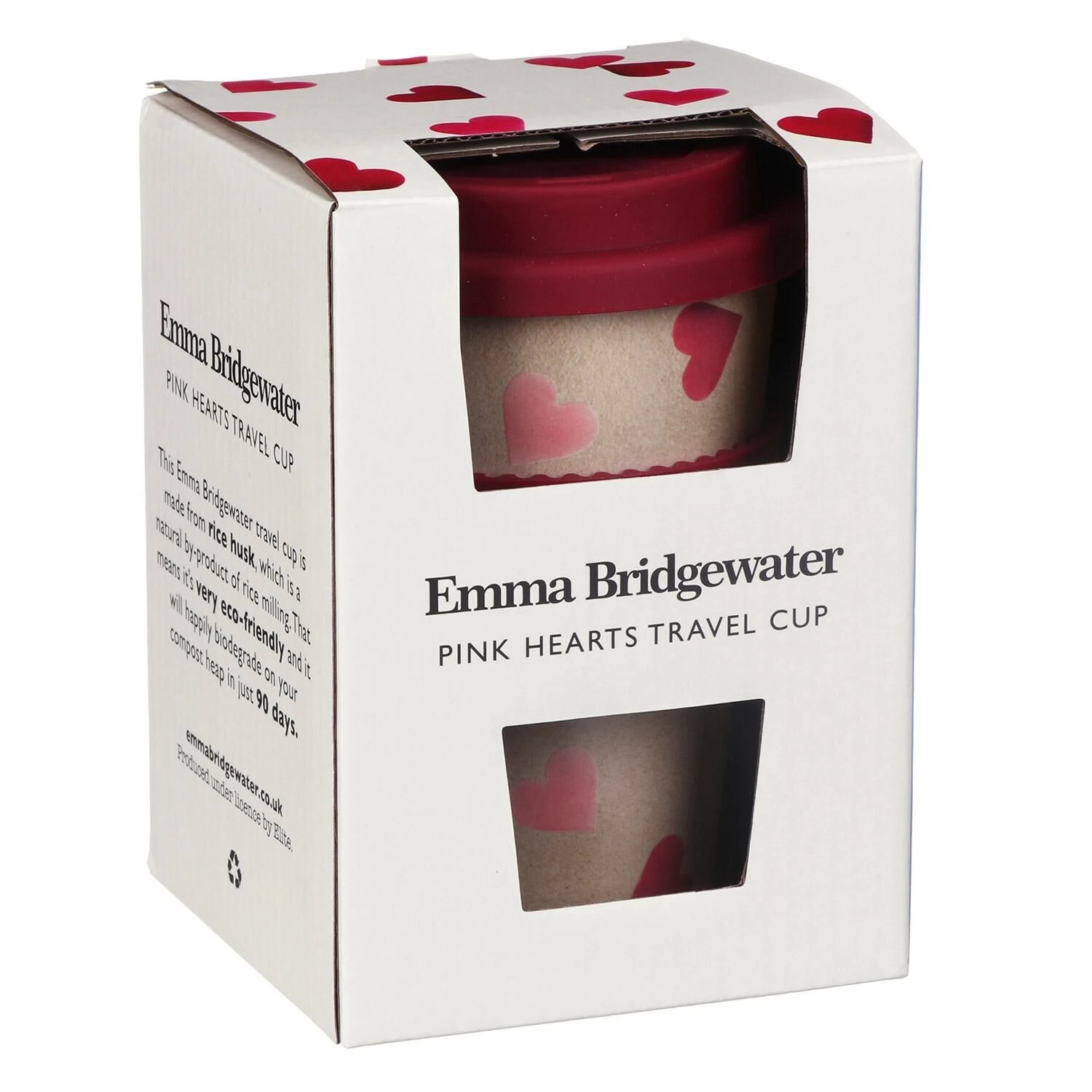 Emma Bridgewater Pink Hearts Rice Husk Travel Cup 3 Emma Bridgewater Pink Hearts Rice Husk Travel Cup - Image 3