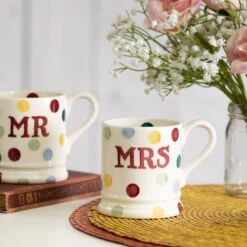 Emma Bridgewater Polka Dot Mr & Mrs Set Of 2 Half Pint Boxed Mugs -Yankee Candle Sales emma bridgewater 1pmm010013 polka dot mr and mrs set of 2 half pint mugs lifestyles 1