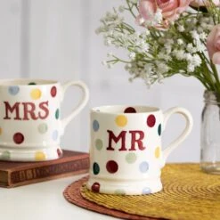 Emma Bridgewater Polka Dot Mr & Mrs Set Of 2 Half Pint Boxed Mugs -Yankee Candle Sales emma bridgewater 1pmm010013 polka dot mr and mrs set of 2 half pint mugs lifestyles 2