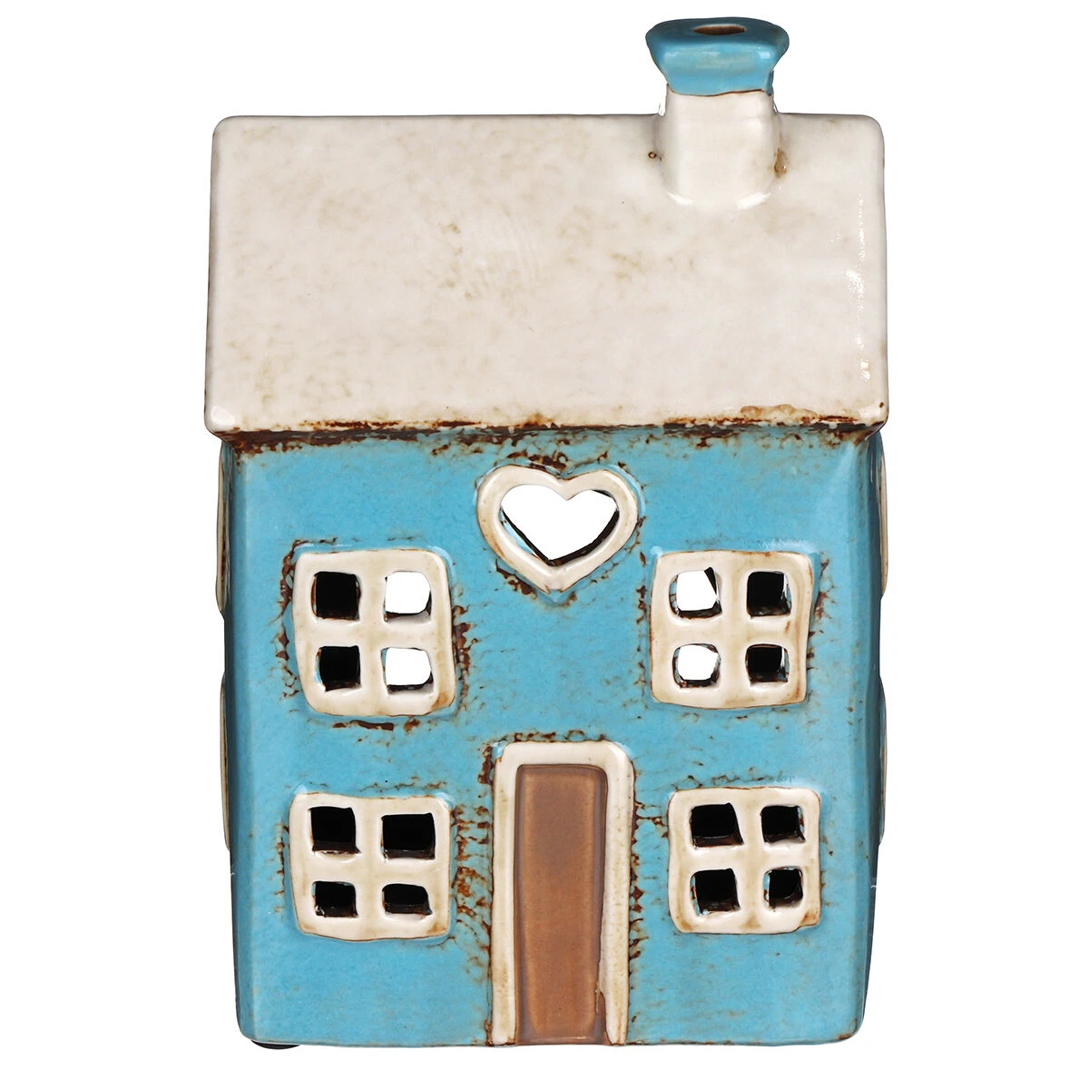 Shudehill Village Pottery Heart House Bright Blue Tealight Holder 2 Shudehill Village Pottery Heart House Bright Blue Tealight Holder - Image 2