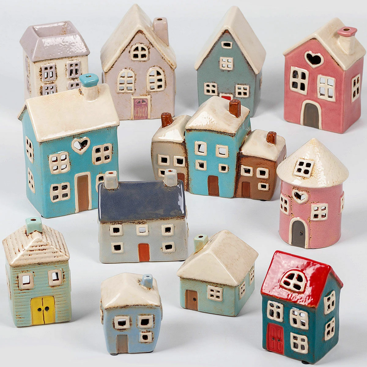 Shudehill Village Pottery Heart House Bright Blue Tealight Holder 5 Shudehill Village Pottery Heart House Bright Blue Tealight Holder - Image 5