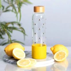 Joules Bees Glass Water Bottle -Yankee Candle Sales joules jls2101 j bee print glass water bottle lifestyle