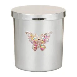 Desire Silver Butterfly Pomegranate Noir Soy Wax Candle -Yankee Candle Sales lesser pavey lp49695 silver butterfly pomegranate noir candle 2