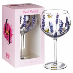 Lynsey Johnstone Hand Painted Bees & Lavender Gin Glass