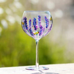 Lynsey Johnstone Hand Painted Bees & Lavender Gin Glass -Yankee Candle Sales lesser pavey lp49753 lynsey johnstone bees lavender gin glass lifestyle 2