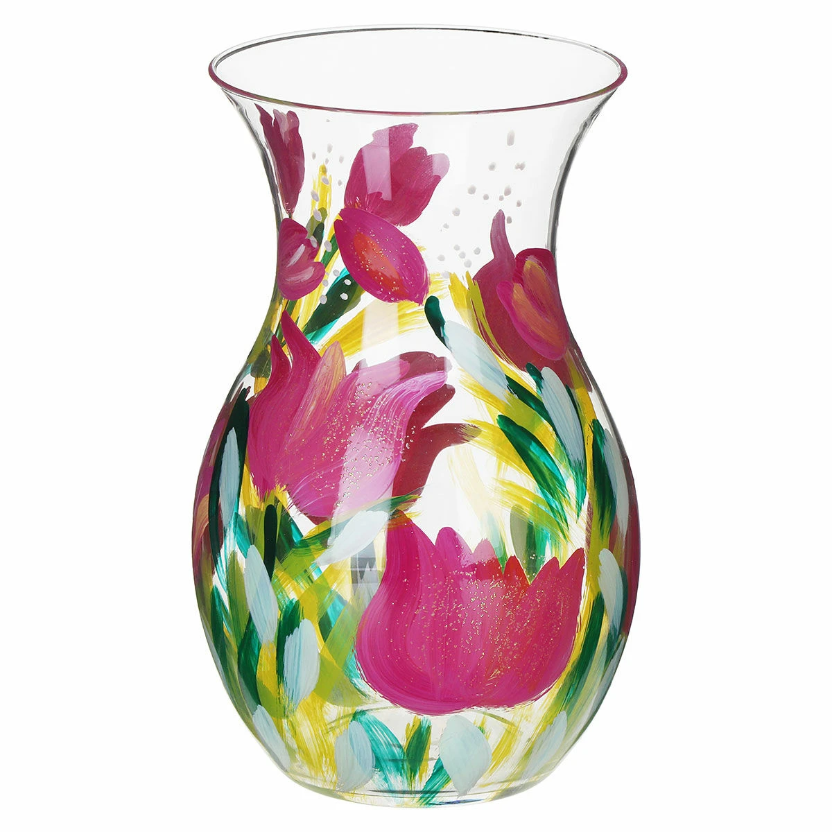 Lynsey Johnstone Hand Painted Pink Tulips Posy Vase 2 Lynsey Johnstone Hand Painted Pink Tulips Posy Vase - Image 2