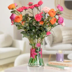 Lynsey Johnstone Hand Painted Lily Hourglass Vase -Yankee Candle Sales lesser and pavey lp48328 lily lynsey johnstone vase lifestyle 3