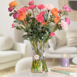 Lynsey Johnstone Hand Painted Dainty Daisies Hourglass Vase -Yankee Candle Sales lesser and pavey lp48331 daisy lynsey johnstone vase lifestyle 3