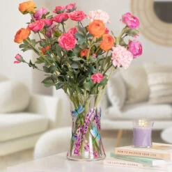 Lynsey Johnstone Hand Painted Dragonfly With Pink Flowers Hourglass Vase 5 Lynsey Johnstone Hand Painted Dragonfly With Pink Flowers Hourglass Vase -Yankee Candle Sales lesser and pavey lp48333 dragonfly lynsey johnstone vase lifestyle 3