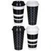 Kate Spade New York Black & White Stripe/Dot Set Of Four Travel Cups