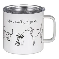 Kate Spade New York Dog Party Stainless Steel Travel Coffee Mug With Handle -Yankee Candle Sales lifeguard press 222643 kate spade dog party stainless steel travel coffee mug 3