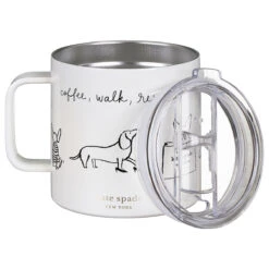 Kate Spade New York Dog Party Stainless Steel Travel Coffee Mug With Handle -Yankee Candle Sales lifeguard press 222643 kate spade dog party stainless steel travel coffee mug 5