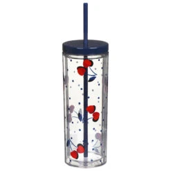 Kate Spade New York Vintage Cherry Dot Acrylic Tumbler With Straw