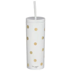 Kate Spade New York Gold Dot With Script Acrylic Tumbler With Straw