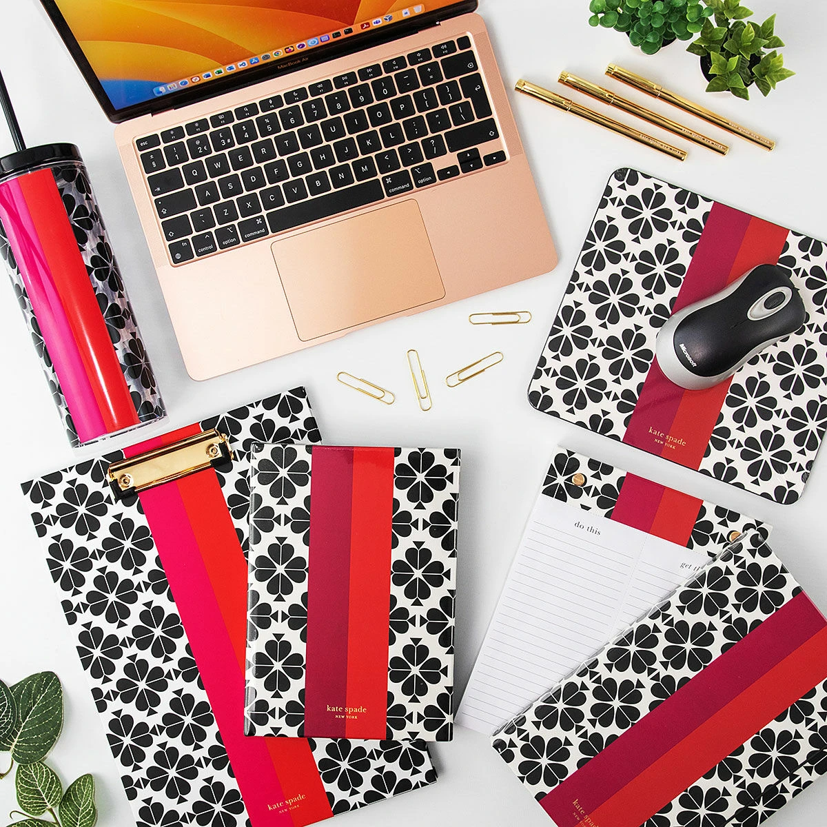 Kate Spade New York Black Spade Flower Acrylic Tumbler With Straw 3 Kate Spade New York Black Spade Flower Acrylic Tumbler With Straw - Image 3