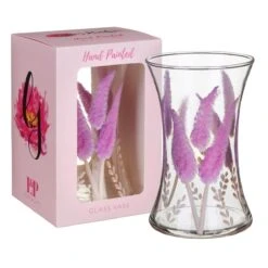 Lynsey Johnstone Hand Painted Purple Pampas Hourglass Vase