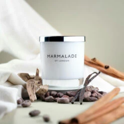 Marmalade Of London Cashmere & Cocoa 230g Luxury Glass Soy Candle -Yankee Candle Sales marmalade of london 12125 cashmere cocoa 230g luxury glass candle lifestyle 1 1