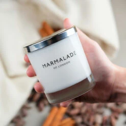 Marmalade Of London Cashmere & Cocoa 230g Luxury Glass Soy Candle -Yankee Candle Sales marmalade of london 12125 cashmere cocoa 230g luxury glass candle lifestyle 2 1