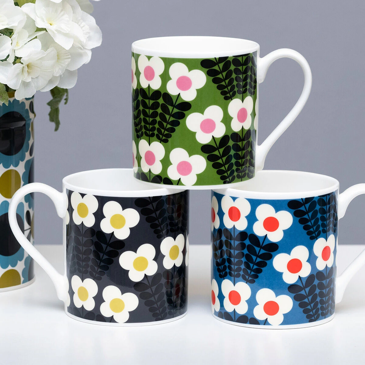 Orla Kiely Blue Bunch Of Stems Large Mug 4 Orla Kiely Blue Bunch Of Stems Large Mug - Image 4