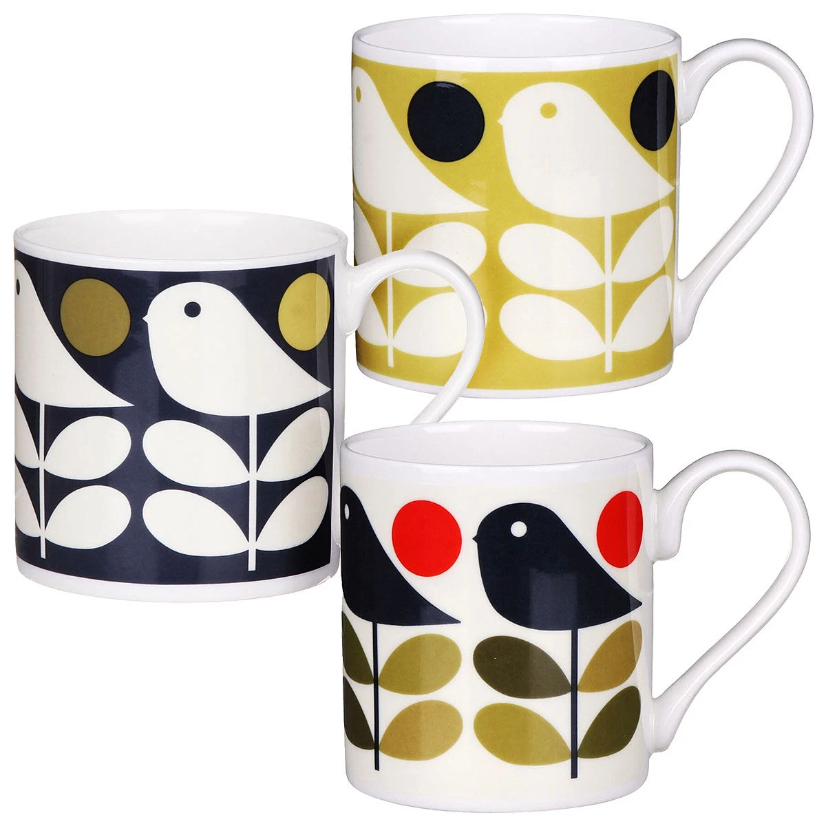Orla Kiely Set Of 3 Early Bird Large Mugs 1 Orla Kiely Set Of 3 Early Bird Large Mugs
