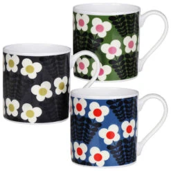 Orla Kiely Set Of 3 Bunch Of Stems Large Mugs