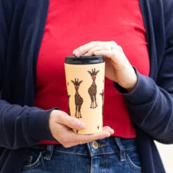 Eco Chic Beige Giraffe Stainless Steel Travel Coffee Cup -Yankee Candle Sales n26 eco chic beige giraffe stainless steel travel coffee cup lifestyle 2