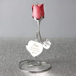Personalised Swirls & Heart Pink Rose Bud Ornament -Yankee Candle Sales p0104m00 2