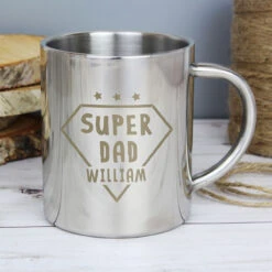 Personalised Super Dad Stainless Steel Mug 8 Personalised Super Dad Stainless Steel Mug -Yankee Candle Sales p0104m27 personalised super dad stainless steel mug 4
