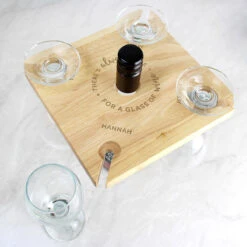 Personalised ‘Time For Wine’ Four Wine Glass Holder & Bottle Holder -Yankee Candle Sales p0111c96 pmc personalised four wine glass holder and bottle holder 4