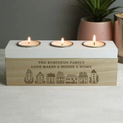 Personalised HOME Triple Tea Light Box -Yankee Candle Sales p0111e55 pmc personalised home triple tea light box 6