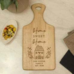 Personalised HOME Wooden Paddle Board -Yankee Candle Sales p011509 pmc personalised home round chopping board 9