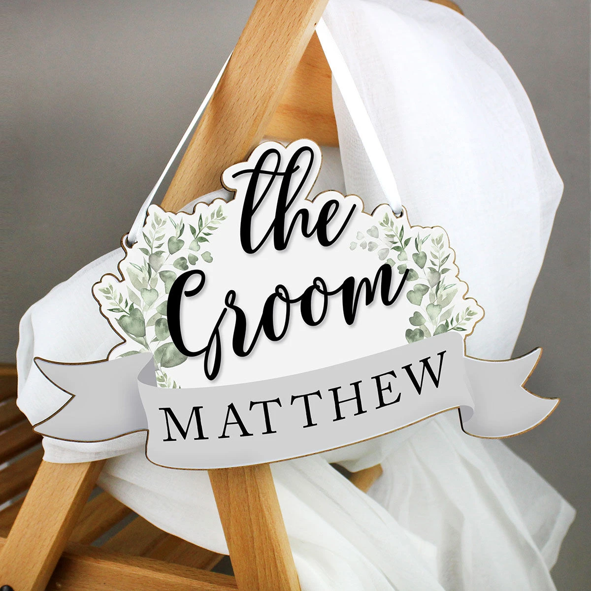Personalised ‘The Groom’ Wooden Hanging Decoration 1 Personalised ‘The Groom’ Wooden Hanging Decoration