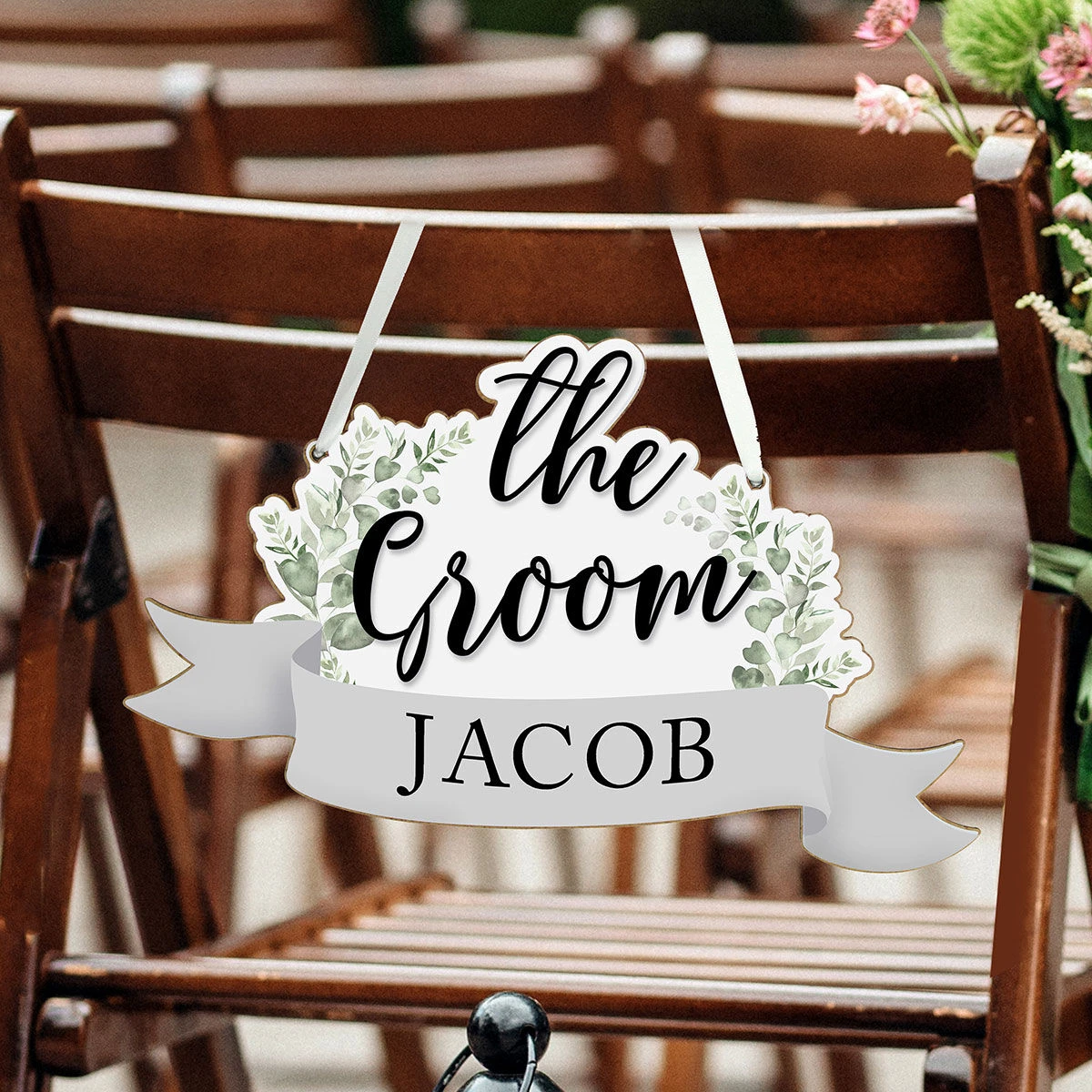 Personalised ‘The Groom’ Wooden Hanging Decoration 3 Personalised ‘The Groom’ Wooden Hanging Decoration - Image 3