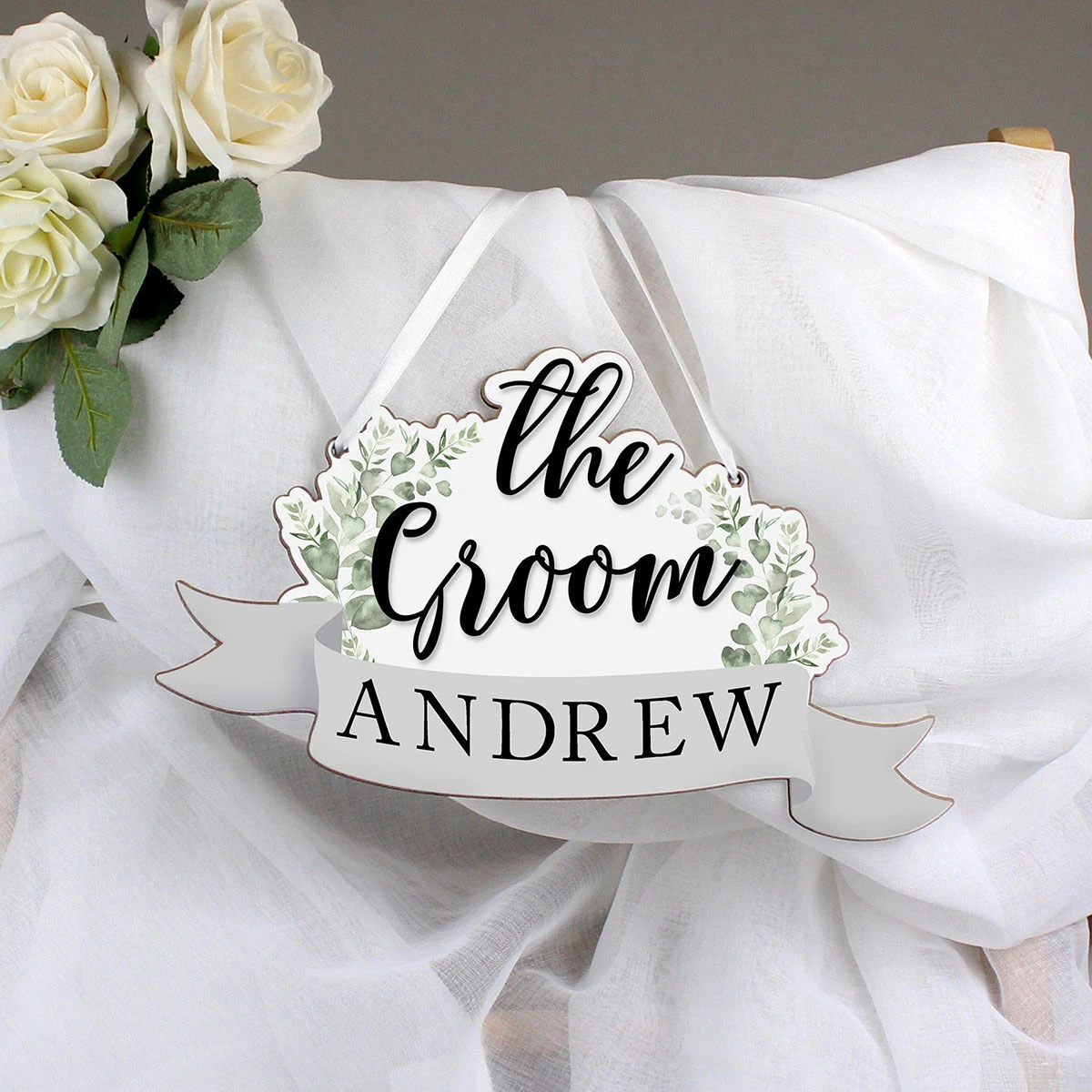 Personalised ‘The Groom’ Wooden Hanging Decoration 4 Personalised ‘The Groom’ Wooden Hanging Decoration - Image 4