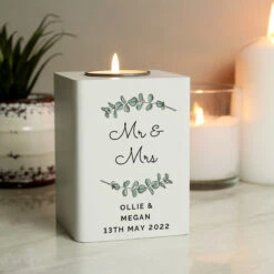 Personalised Botanical White Wooden Tealight Holder -Yankee Candle Sales p1011f34 3