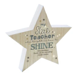 Personalised ‘My Star Teacher’ Rustic Wooden Star Decoration -Yankee Candle Sales p1011f71 4
