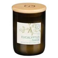 Paddywax Eco 226g Eucalyptus And Sage Green Recycled Glass Soy Candle