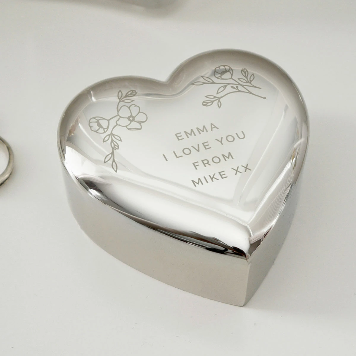 Personalised Floral Free Text Heart Trinket Box 2 Personalised Floral Free Text Heart Trinket Box - Image 2