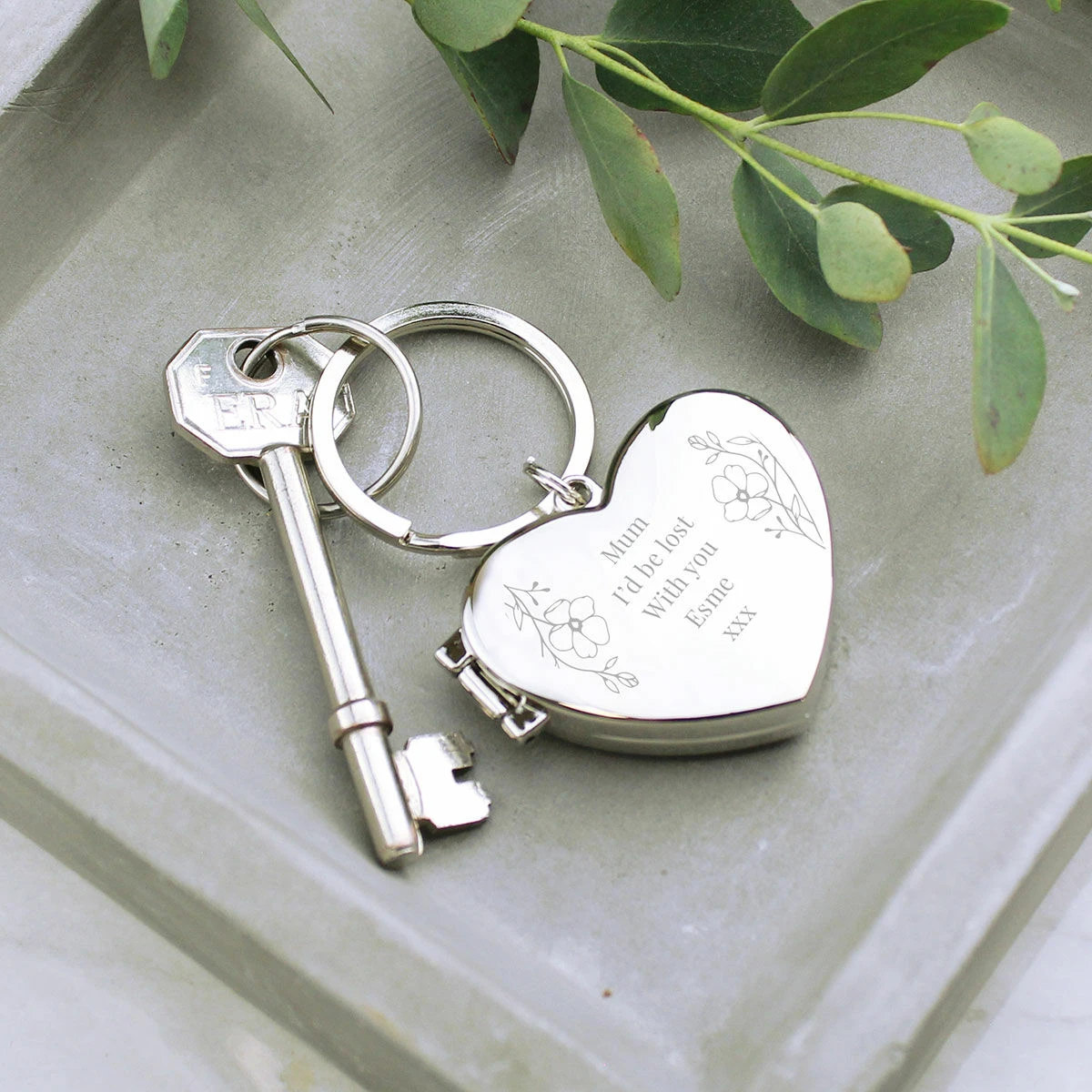 Personalised Floral Heart Photo Frame Keyring 1 Personalised Floral Heart Photo Frame Keyring