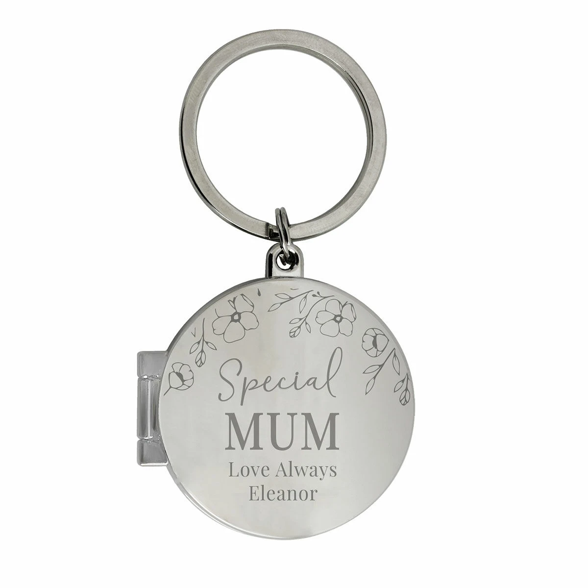 Personalised Floral Round Photo Frame Keyring 2 Personalised Floral Round Photo Frame Keyring - Image 2