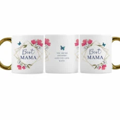 Personalised Geometric Floral Gold Handle Mug -Yankee Candle Sales pmc personalised p0805n44 geometic floral gold handle mug 04